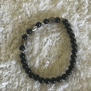 Black Beaded Bracelet with Silver Accents